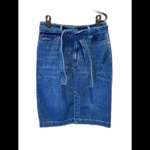 GAP Retro Skirt Denim Women’s Size 8 / 29T Casual  w/ Belt & Kick Pleat - Picture 2 of 9